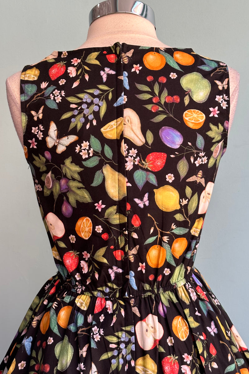 Fruit and Butterflies Vintage Dress in Black by Retrolicious