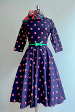 Navy and Strawberry Stamp Dress