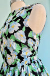 Black and Blue Floral Seersucker Dress