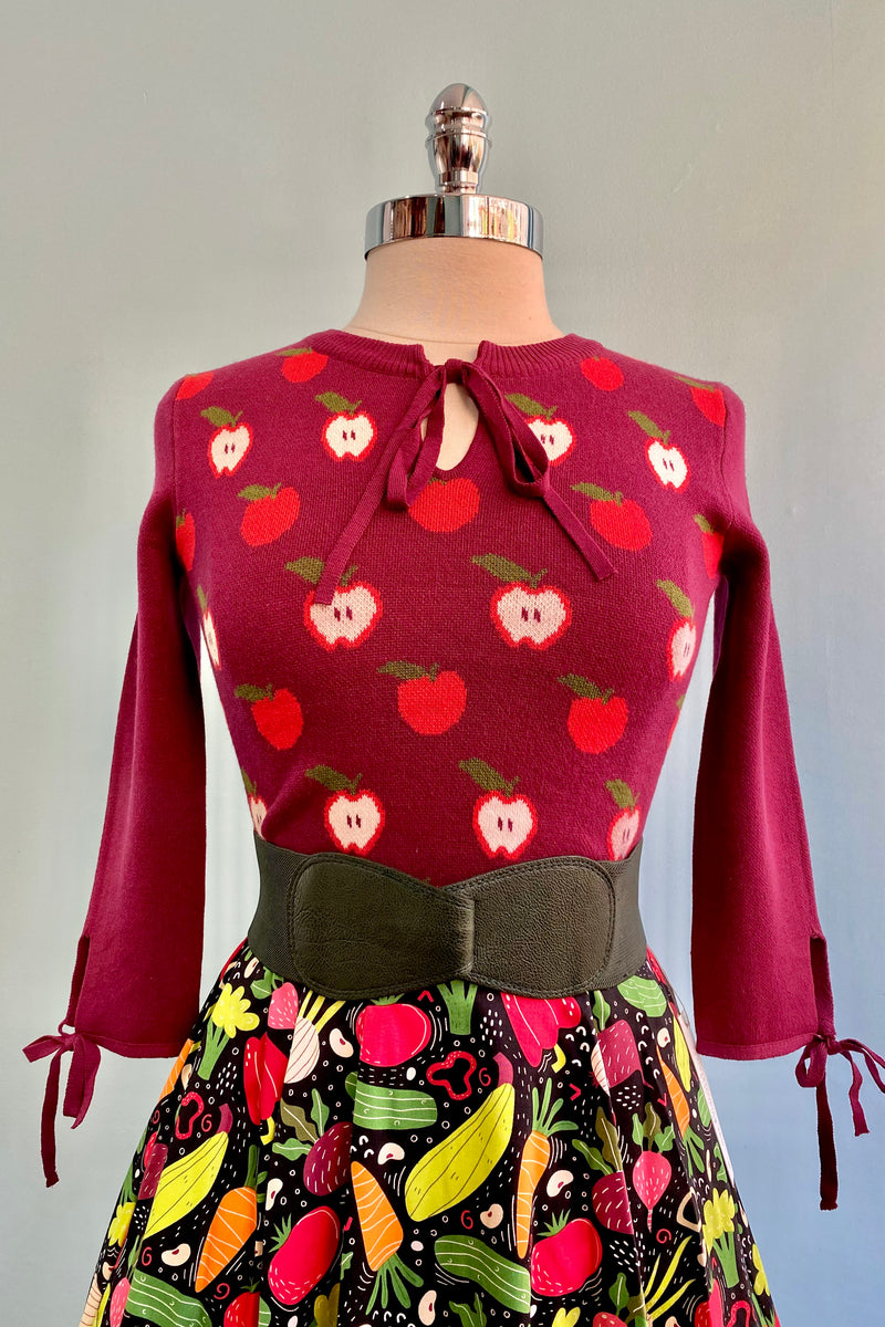Veggie Print Full Skirt by Eva Rose