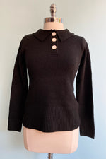 Black Polo Collar Flora Sweater by Voodoo Vixen