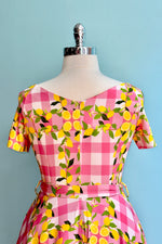 Pink Gingham and Lemons Bella Dress by Miss Lulo
