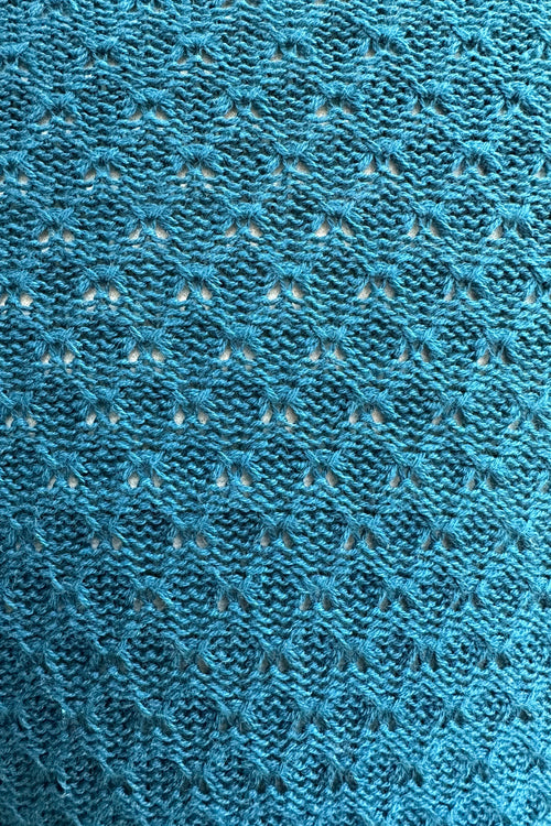 Teal Blue Puff Sleeve Cropped Cardigan