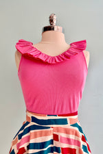 Final Sale Pink Ruffle Neck Tank Top