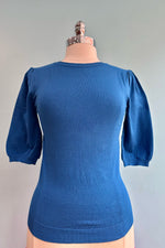 Blue Short Sleeve Knit Pullover Sweater by Tulip B.