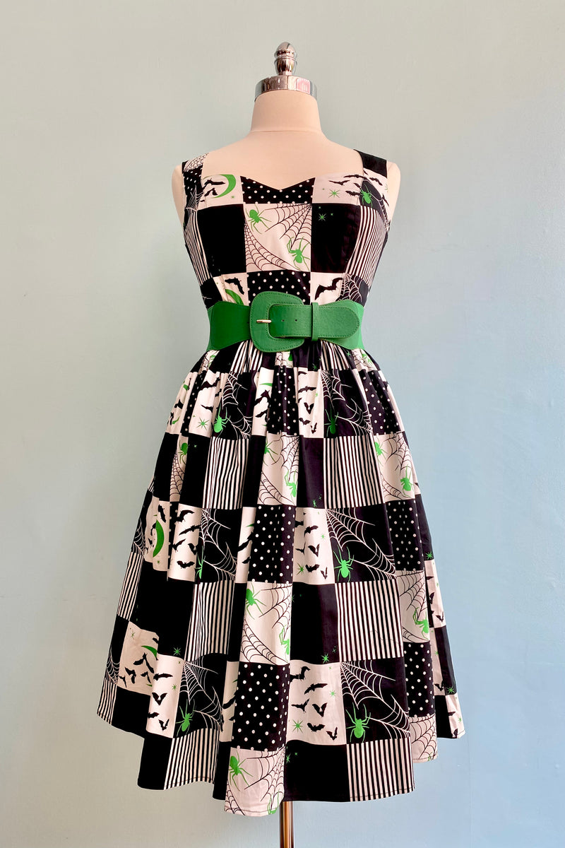 Spider Patchwork 50's Dress by Hell Bunny
