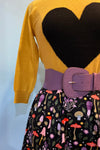 Mustard and Black Heart Pullover Sweater