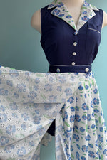 Blue Floral Eyelet Collins Wrap Skirt