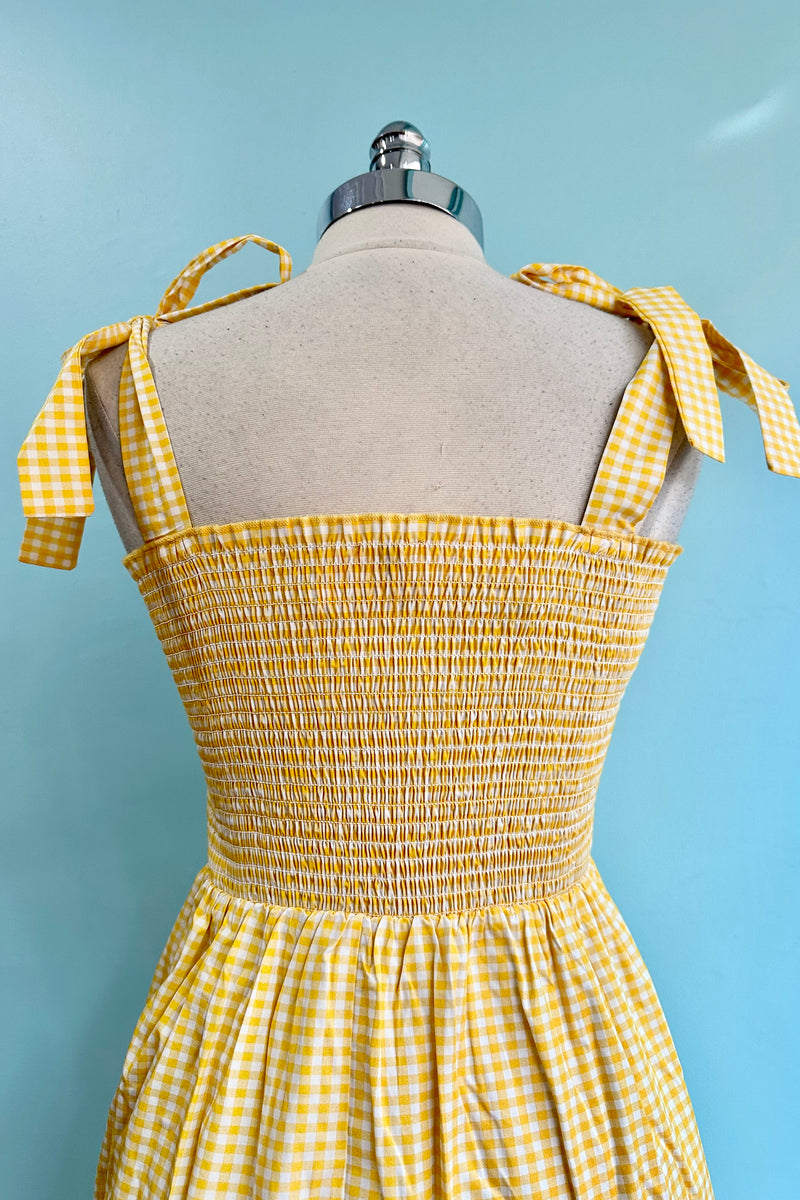 Final Sale Yellow Gingham Smocked Maxi Sonny Dress by Timeless London