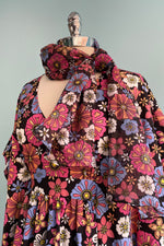 Black and Purple Floral Long Hair Scarf