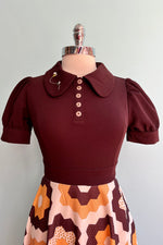 Honeycomb 60's Style Puff Sleeve Dress