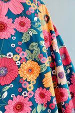 Teal Gerbera Floral V-Neck Dress by Eva Rose