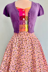 Pink and Purple Cherry Print Full Skirt by Tulip B.