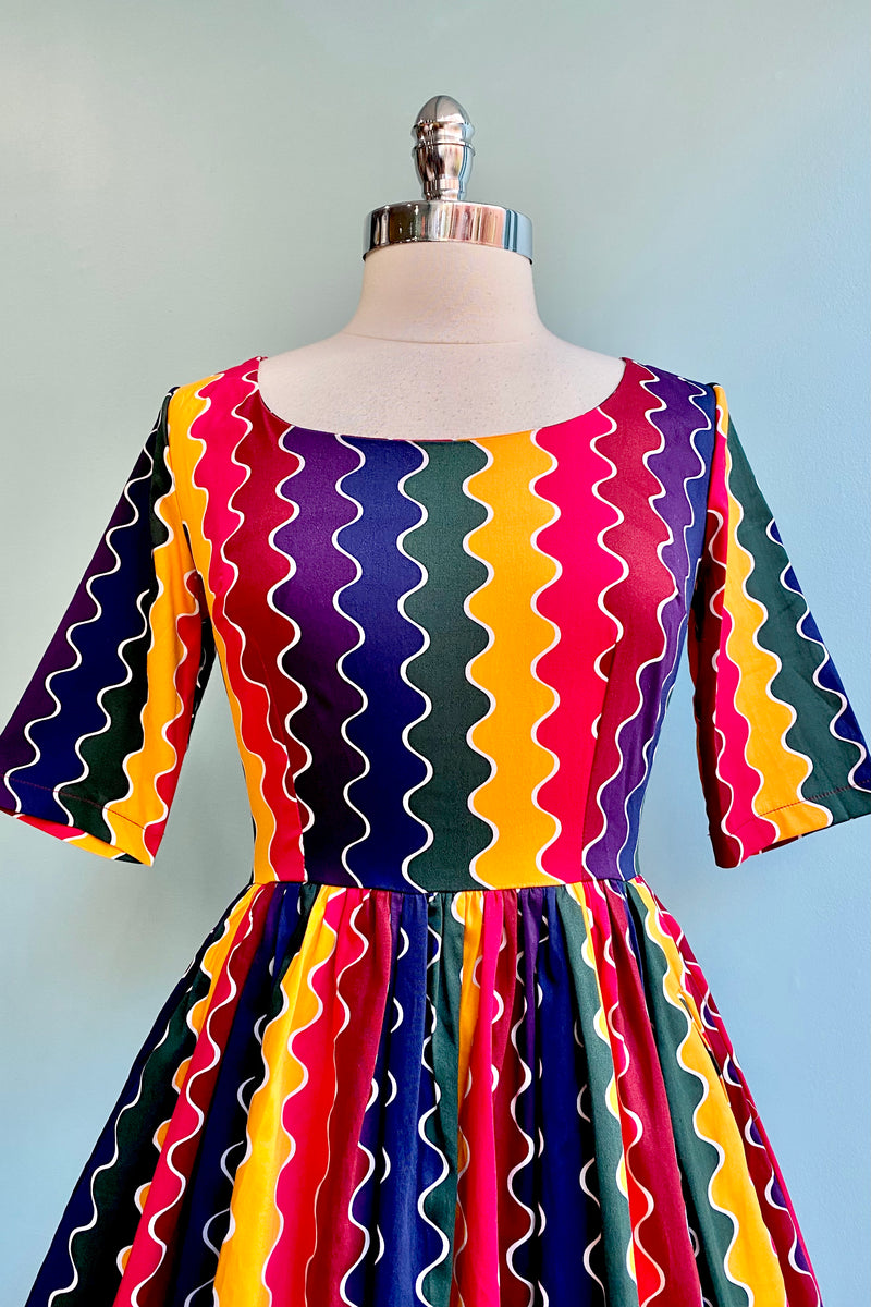 Final Sale Rainbow Wave Amber-Lea Dress by Collectif