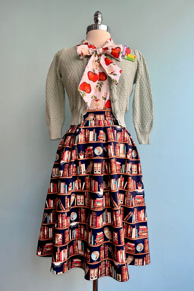 Library & Owl Box Pleated Skirt by Dolly & Dotty