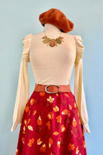 Ivory Shoulder Ruffle Crewneck Sweater