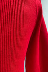 Red Long Cuff Puff Sleeve Sweater