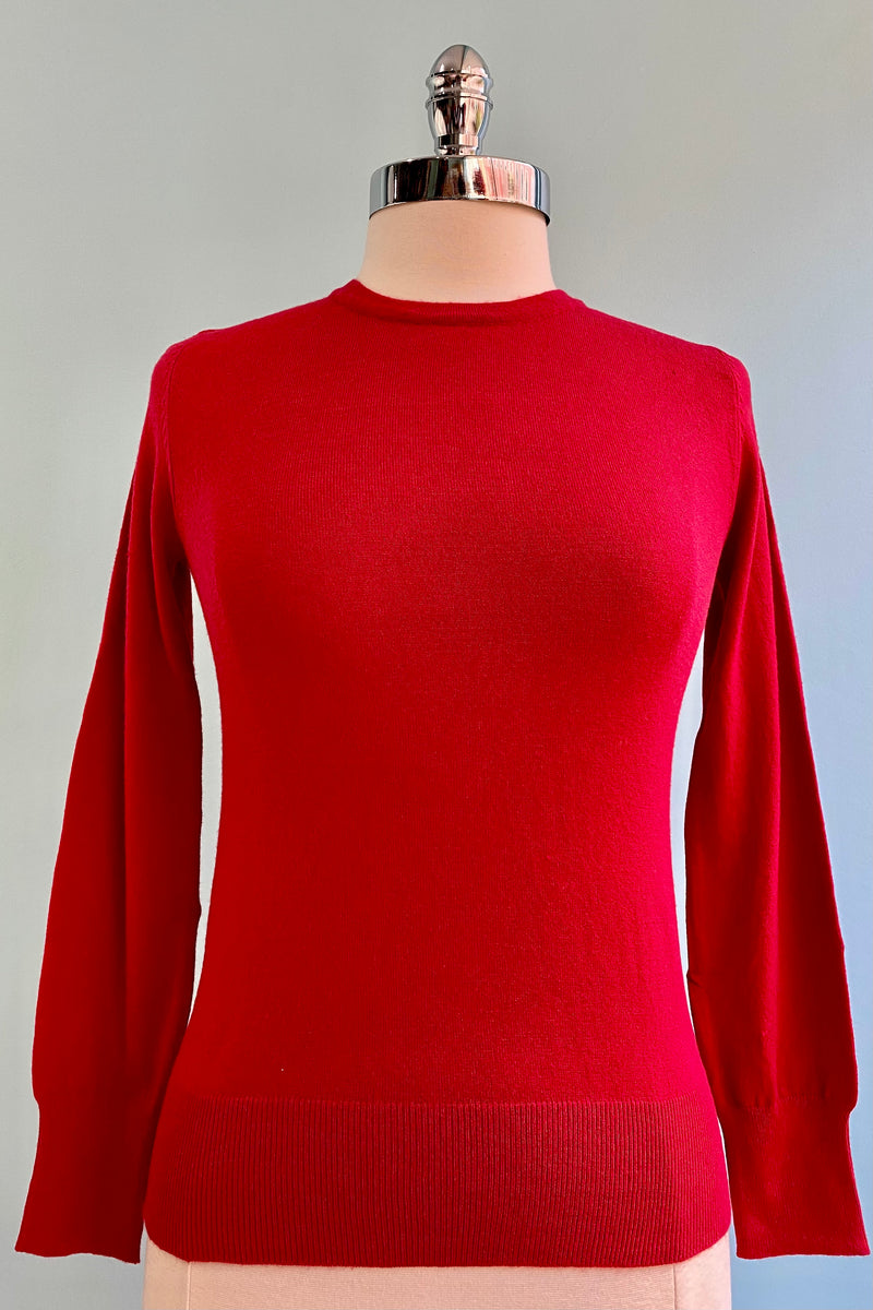 Red Long Sleeve Knit Pullover Sweater