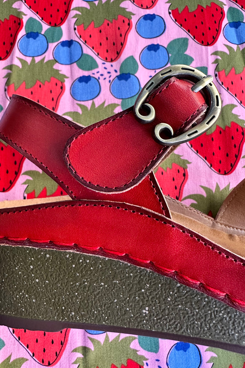 Red Debbie Wedge Sandals by Chelsea Crew