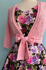Fuchsia and Purple Floral V-Neck Dress by Eva Rose