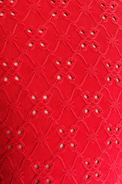 Tomato Eyelet Sweet Sweater by Heart of Haute