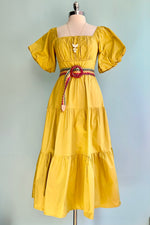 Lemongrass Puff Sleeve Midi Dress