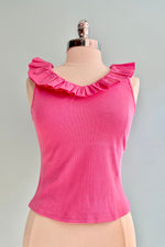 Final Sale Pink Ruffle Neck Tank Top