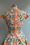 Blue and Orange Floral Gingham Dress by Orchid Bloom