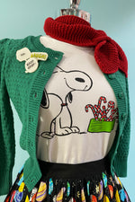 Final Sale Snoopy Candy Canes Fitted Charlie Brown T-Shirt Top by Unique Vintage