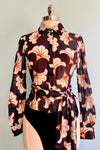 Black and Ivory Nouveau Floral Bodysuit Top