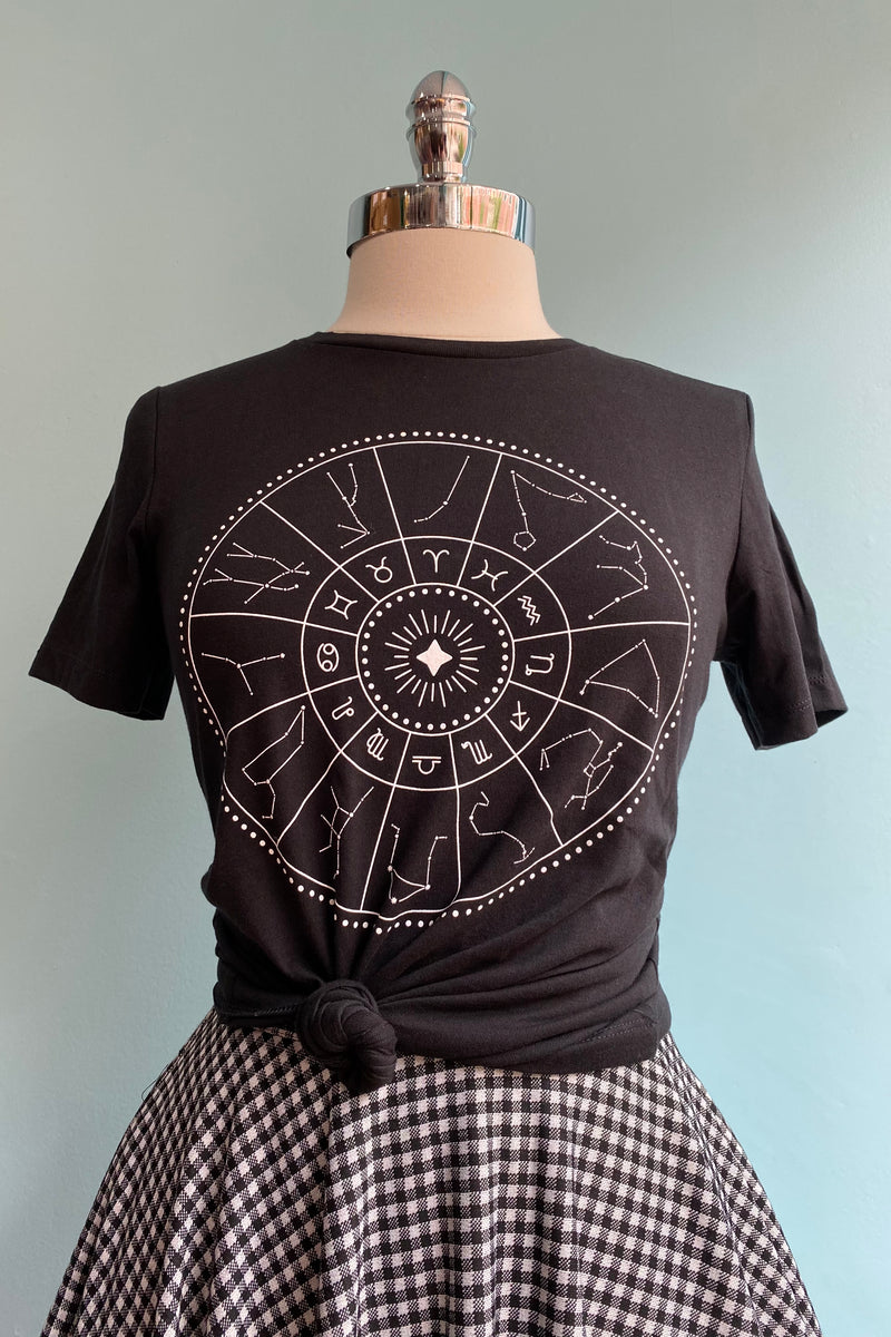 Zodiac Wheel T-Shirt in Black by Rocketship Dreams