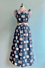 Fruity Ruffle Strap Midi Dress in Blue by Mata Traders