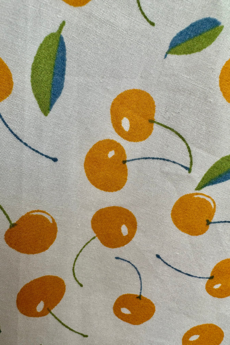 White and Yellow Cherry Print Full Skirt by Tulip B.