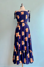 Navy Spring Floral Katrina Midi Dress by Collectif