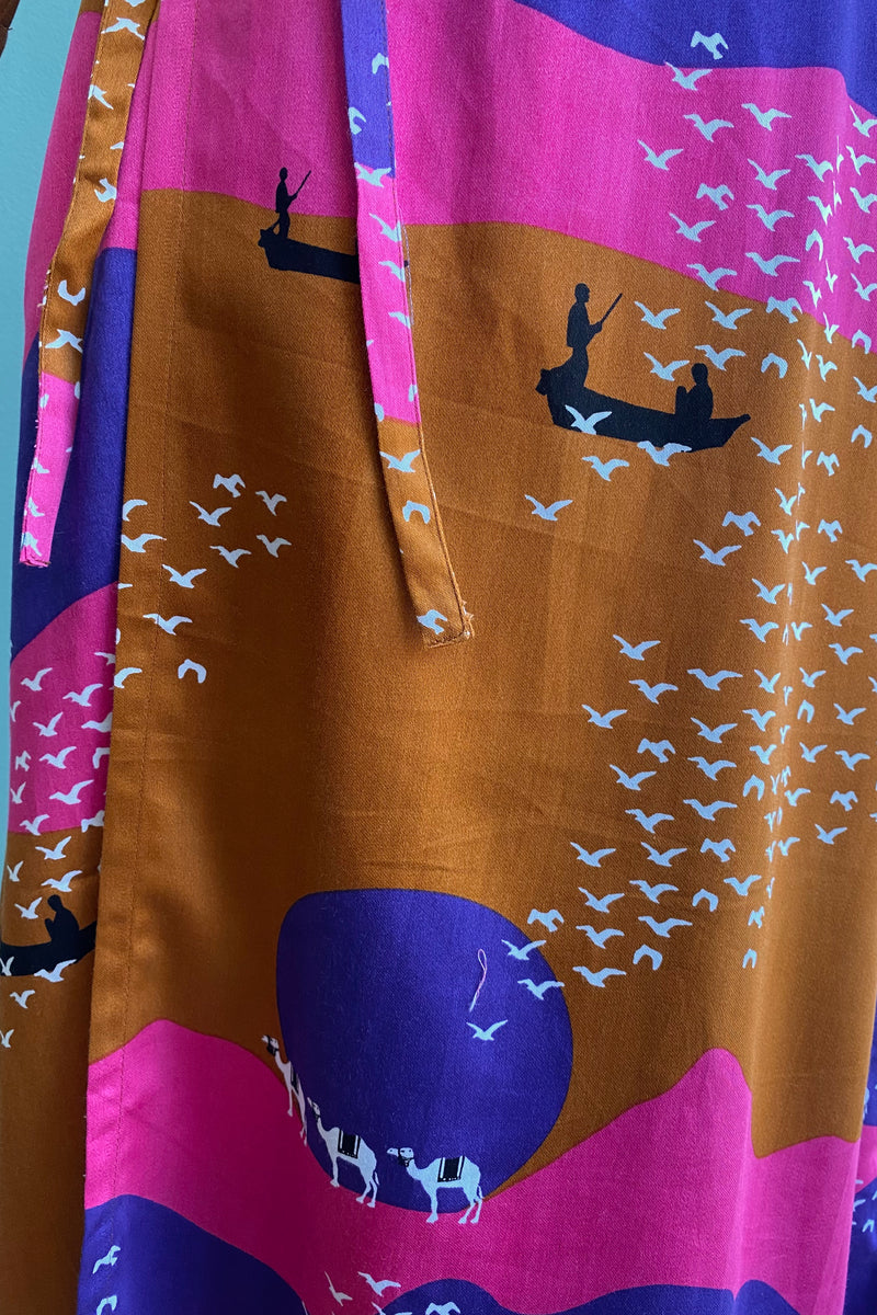 Sunset Spice Aditi Wrap Midi Dress by Mata Traders