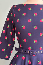 Navy and Strawberry Stamp Dress
