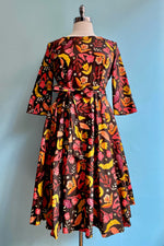 Final Sale Brown Crayon Floral Woven Aria Dress by Miss Lulo