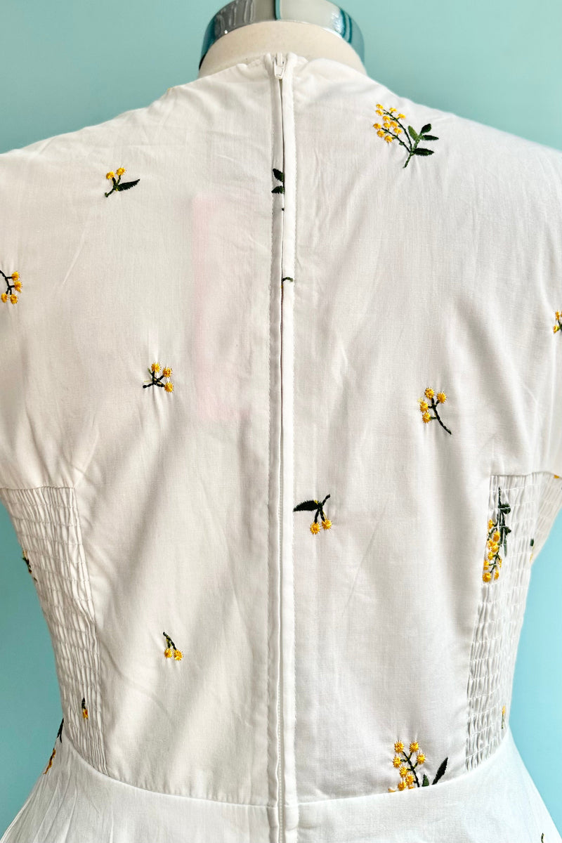 Spring Flowers Embroidered White Dress by Voodoo Vixen