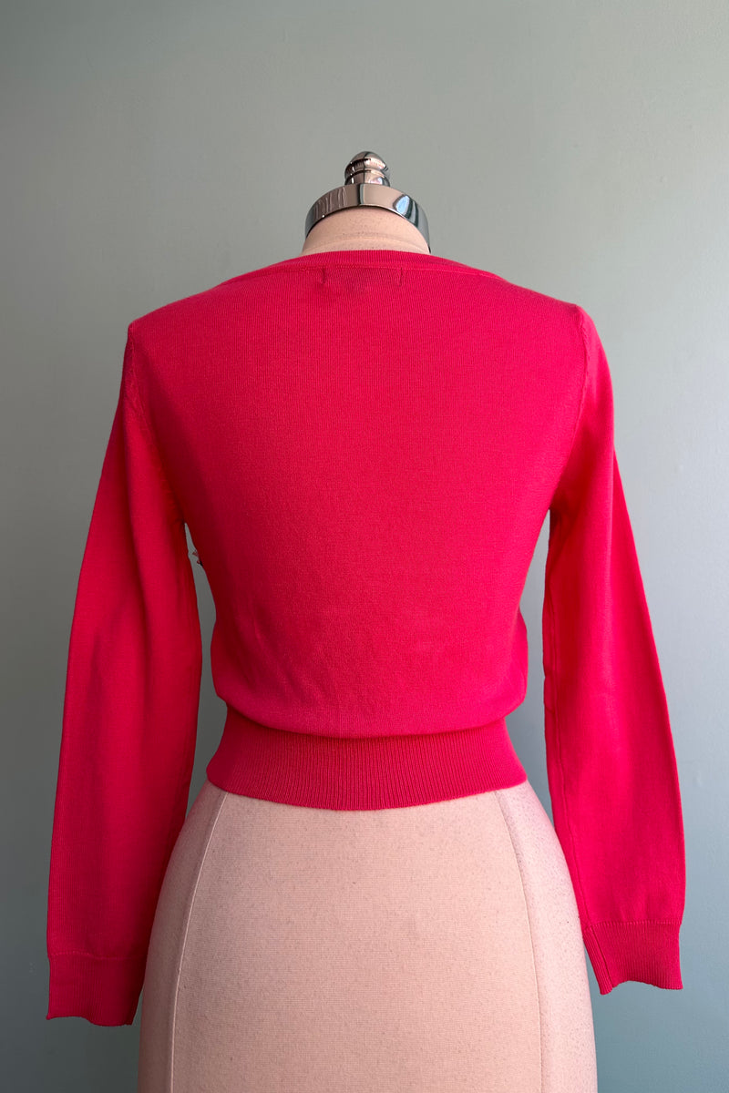 Coral Cropped Knit Pullover Sweater