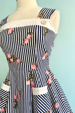 Pink Lemons and Navy Stripe Dress by Orchid Bloom