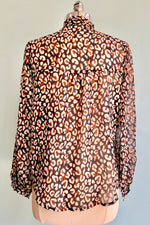 Navy Animal Print Button Down Top by Tulip B.