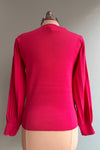Hot Pink Pleated Puff Sleeve Sweater