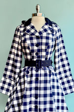 Freesia-Lee Navy Gingham Water Repellent Coat by Miss Candyfloss