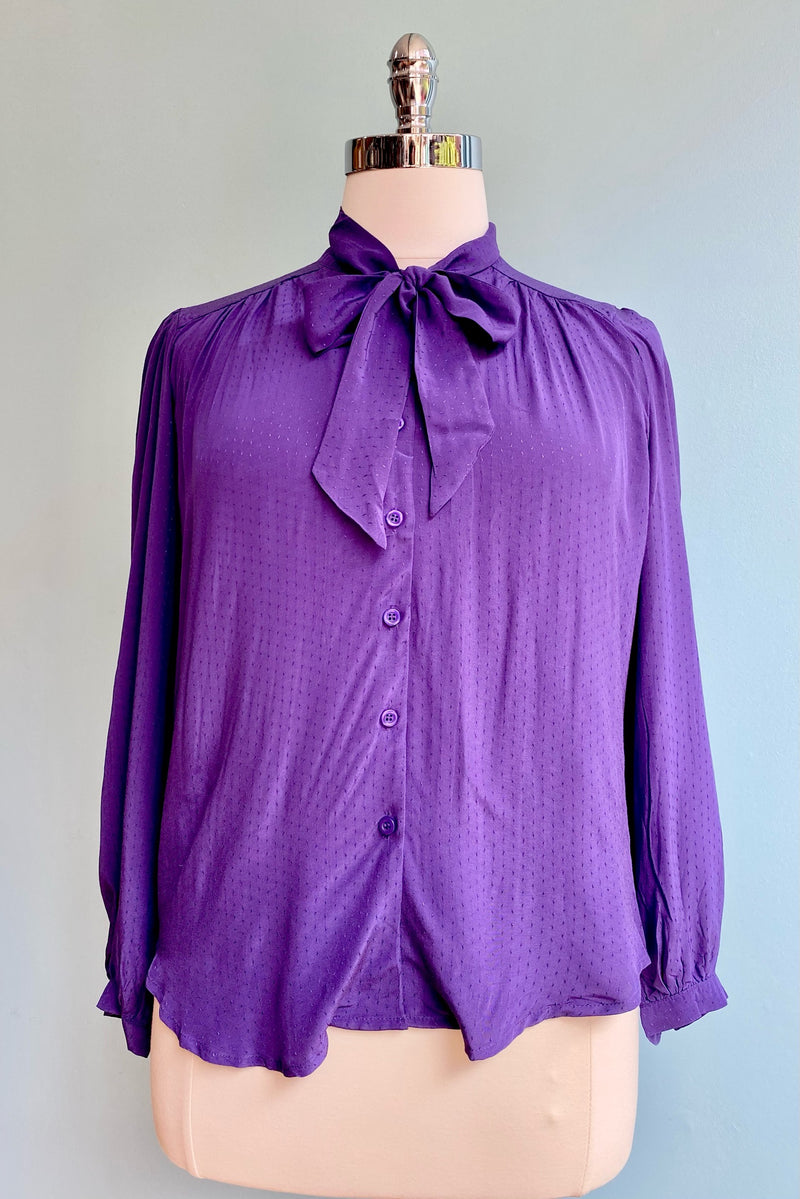 Purple Bow Top Button Down by Tulip B.