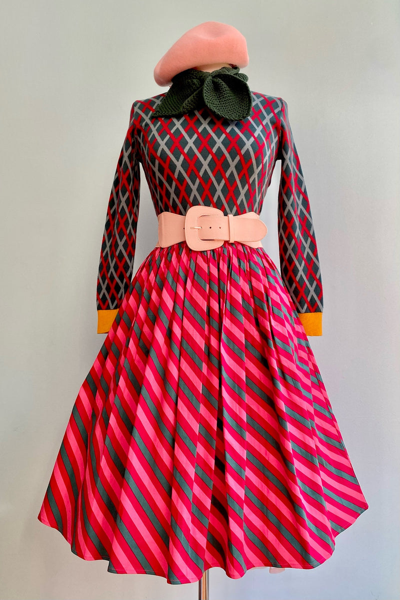 Berry Stripe Jasmine Skirt by Collectif