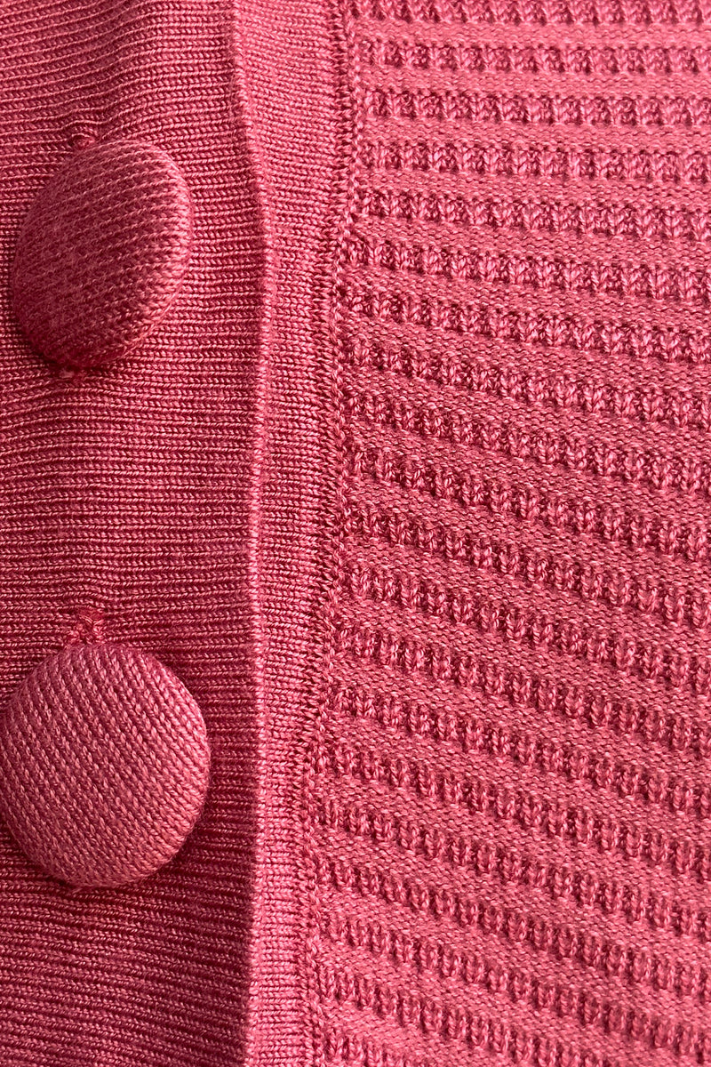 Textured Knit Cropped Cardigan in Rose Pink by Voodoo Vixen