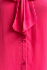 Bright Pink Button Down Bow Top