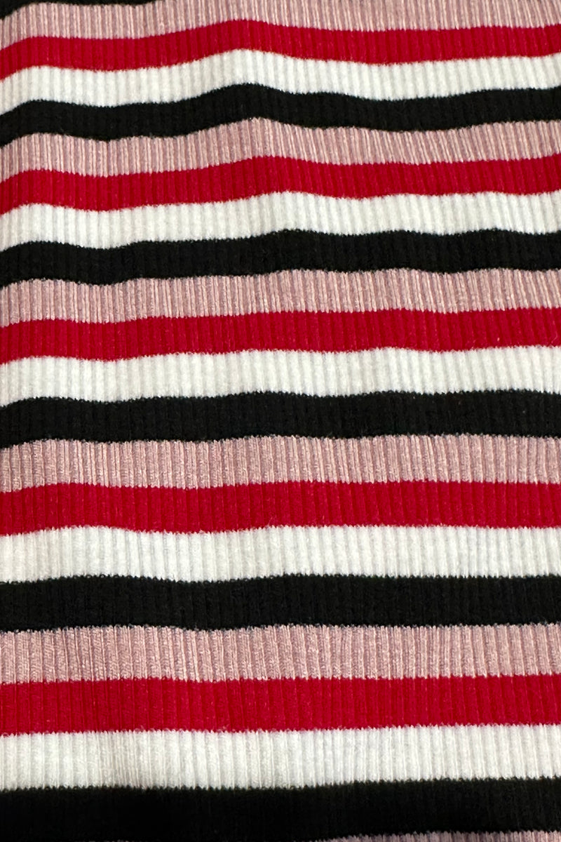 Final Sale Pink and Black Striped Turtleneck Top
