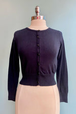 Navy Long Sleeve Cropped Cardigan