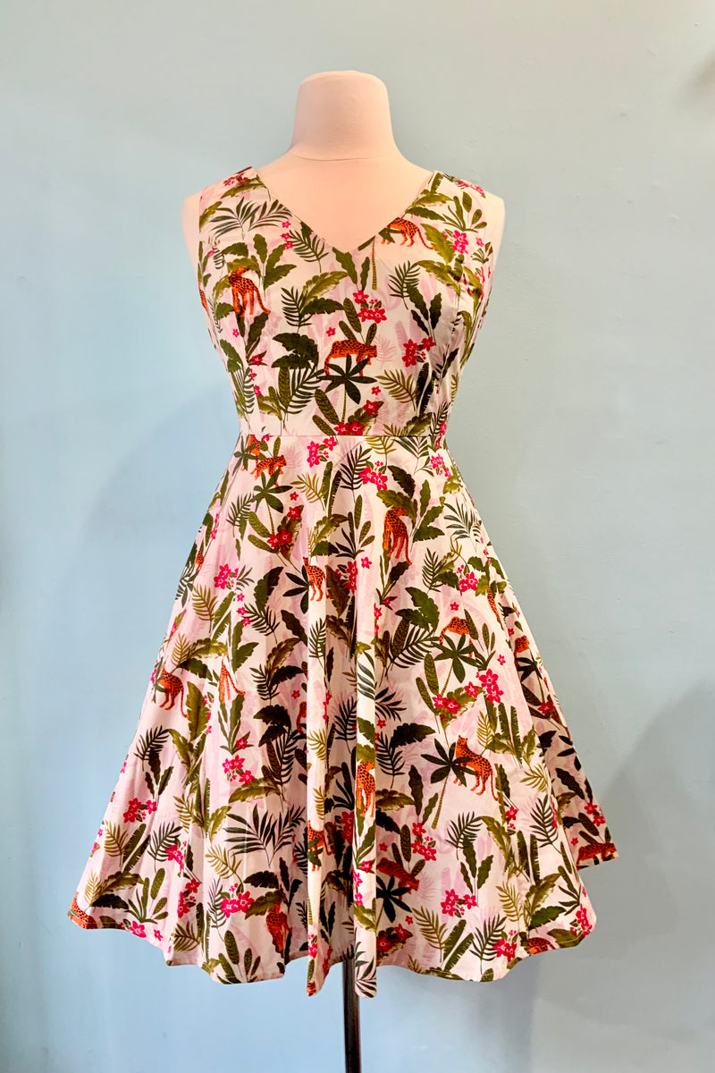 Leopard and Palm V-Neck Dress by Eva Rose